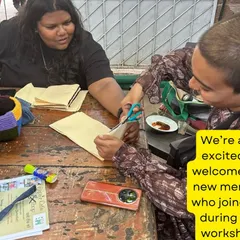 We are always excited to welcome new mentors to our community. Here, a new volunteer gets involved in a bookbinding session during our Hyderabad workshop, sharing her skills with young learners.