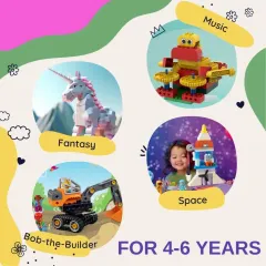 This graphic shows the variety of themes for my 4-6 year old camps, including Fantasy, Music, Space, and Bob-the-Builder.