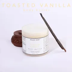 My exotic Toasted Vanilla Body Butter is made with premium oils like Tamanu and sweet almond, plus natural butters. It soothes dry skin, heals sun damage, and has anti-aging benefits.
