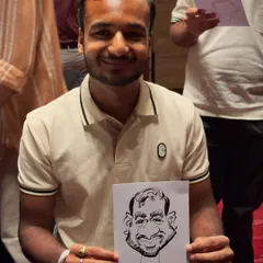 Another guest with a big smile and his new caricature. It’s a joy to create these unique keepsakes for people.