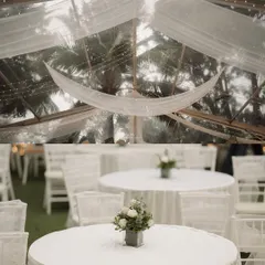 A duplicate of 173, highlighting the simple yet beautiful centerpieces and the airy feel of the reception space.