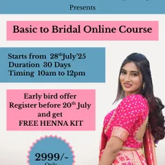 My 30-day Basic to Bridal online course has everything you need to start your journey as a henna artist. I will teach you all my techniques, from making the perfect paste to creating intricate bridal figures.
