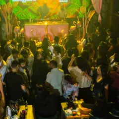 An overhead view of the madness at a Tease Tuesday event. I manage the promotion and music to ensure the venue is buzzing from wall to wall.