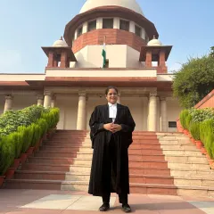 Standing at my karmbhoomi, the Supreme Court of India. My practice is not limited by city; I fight for my clients across the country, from local courts in Bareilly and Lucknow to the highest court in the land. This is where the fight for justice culminates.