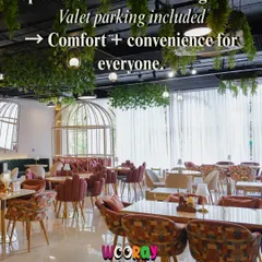 Welcome to our luxurious dining lounge, designed for your comfort. With ample space for over 200 guests and convenient valet parking, we've handled all the details so you can focus on celebrating. This is the five-star ambiance you deserve, without the hassle of a hotel banquet.