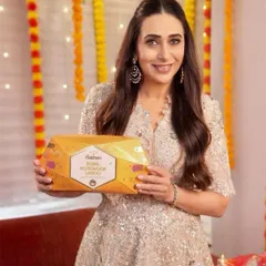 It was a pleasure styling the gorgeous Karisma Kapoor for Haldiram's Diwali campaign. I chose this champagne gold embellished ensemble to create a look that felt festive, elegant, and perfect for the brand's celebratory theme.