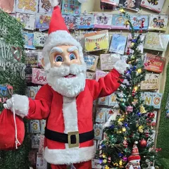A clear, full-body view of my Santa Claus mascot costume. I believe the mal pan damdar asawa, so I invest in professional, high-quality outfits to ensure an authentic experience.