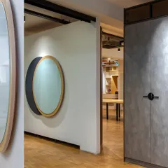 Another glimpse into the Experience Center, showing some of the wardrobe finishes and mirror designs you can see and touch. It’s the best way to start your design journey.
