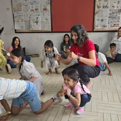 The smiles say it all. This photo captures the energy of a workshop at a school, where children and I are fully engaged in a movement activity. I am so grateful for these opportunities to connect with children, parents, and teachers.