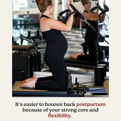 Building a strong core during pregnancy makes bouncing back post-partum so much easier. This kneeling arm work on the reformer targets your core and upper body, improving strength and flexibility.