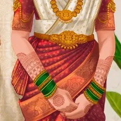 The detail in a bride's attire tells a story. I spent a lot of time illustrating the delicate mehndi, the texture of the silk saree, and the traditional gold jewelry for this custom wedding portrait.