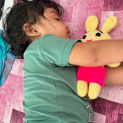 Seeing a child so happy with one of my toys is the best feeling. This little one is sleeping so peacefully with his new bunny friend. My toys are 100% handmade and plastic free, so they are soft and safe for even the smallest children to hug.