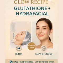 Introducing the ultimate glow-up combo. Our Glutathione IV therapy and HydraFacial work together to detox your body from the inside while cleansing and hydrating your skin on the outside for a complete radiance boost.