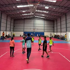 A wide view of the courtside excitement during our 3x3 tournament for U12 and U10 players.