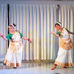 The graceful movements of our dancers in "Uthara," showcasing our versatility in adapting classical dance for experimental themes.