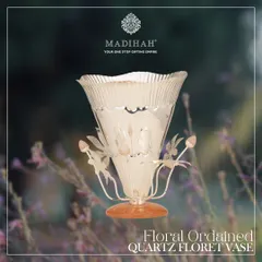 Our Floral Ordained Quartz Floret Vase, a distinguished piece from the Silvered Collection. Adorned with rose quartz and silver-finished floral details, it is the epitome of refined elegance.
