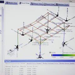 Every design we create is backed by rigorous technical analysis. This image shows a structural engineering stress analysis for a prefab steel frame, ensuring every home is not only beautiful but also safe, durable, and built to last.