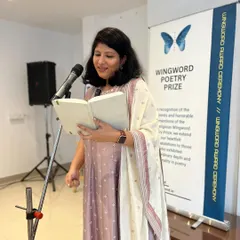 First prize winner Surabhi Naik reciting her enchanting poems for the audience at the award ceremony. It was a truly delightful experience.