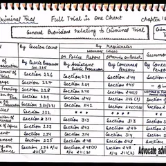 A clear, one-page chart breaking down the entire criminal trial process. This is a great study tool for law students, showing the different stages from commencement to judgment for cases in various courts.