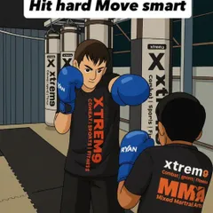 Hit hard, move smart. This illustration shows two of our students sparring, representing our philosophy of combining intelligent strategy with powerful technique. It's about training the mind as much as the body.