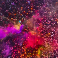Capturing the chaos and color of Holi in Braj from above is an experience like no other. It’s a vibrant explosion of devotion and joy, and getting this top-down aerial shot required navigating a crowded airspace to freeze this perfect moment of celebration.