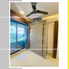 This image shows the sliding wardrobe in the compact kid's bedroom. Sliding doors are an excellent choice for small rooms as they don't require extra space to open.