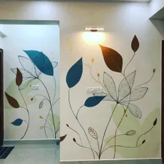 This floral mural was designed to bring a sense of calm and nature into a client's home. I love how the artwork wraps around the corners, creating an immersive, gentle feel. The combination of solid colors and fine-line details adds depth and elegance.