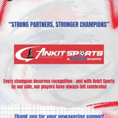 This post expresses gratitude to Ankit Sports, a long-term equipment and trophy partner. I build lasting relationships with vendors and partners who share my commitment to celebrating players' achievements.