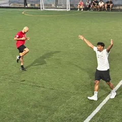 Celebrating a goal during the football tournament. These events are a great way to apply your fitness in a fun, competitive setting.