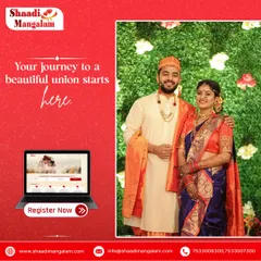A smiling Maharashtrian couple stands against a vibrant backdrop. Our service helps you plan a beautiful union that reflects your heritage.