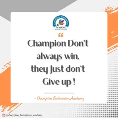 This is our motto. A true champion's mindset isn't just about winning; it's about the resilience to keep going and never give up, no matter the challenge.
