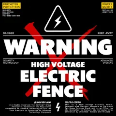We provide professionally designed warning labels for all our electric fence installations. This high-contrast black and white design ensures maximum visibility to clearly communicate the presence of a high-voltage perimeter.