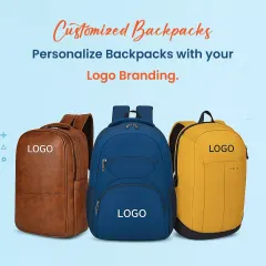 We offer a variety of backpacks ready for your logo. This image showcases three different styles, from a classic canvas look to a modern professional design, all customizable for your brand.
