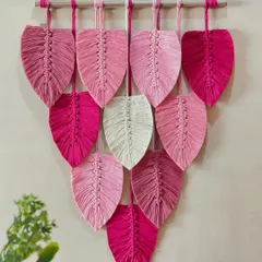 This custom piece was made for a client who loves pink. I used multiple shades, from soft blush to vibrant magenta, to create this beautiful and feminine leaf wall hanging.