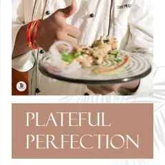 We call this "Plateful Perfection." A chef presents a freshly prepared dish, giving a thumbs-up to signify it has met our exacting standards of quality and taste before it reaches the guest.