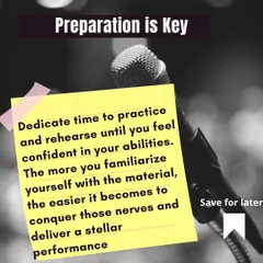 Preparation is the foundation of confidence. This tip emphasizes dedicating time to rehearse your material until you know it inside and out. The more familiar you are, the easier it is to conquer nerves and deliver a stellar performance.