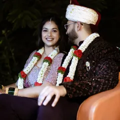 A reception look for the beautiful couple, Mrudhula and Abhay. I created a natural and subtle look for both of them, focusing on clean, fresh skin that looks great on camera.