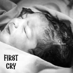 The first cry. This image documents the raw, beautiful sound that signals your baby's arrival into the world, a memory to hold onto forever.