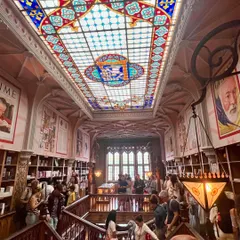 Standing under the vast stained-glass ceiling of Livraria Lello. The way light filters through the colored glass, illuminating the carved wood and bustling bookstore below, creates an unforgettable atmosphere. It’s a perfect fusion of art and architecture.