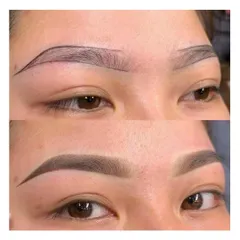 Another look at an eyebrow transformation. We map out the ideal shape and then fill it in to create bold, perfectly arched brows that enhance the eyes.