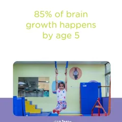 Did you know 85% of brain growth happens by age 5? That's why our early childhood programs are so important. Activities like swinging on the rings enhance motor skills and brain development during this critical window.