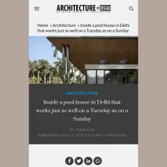A screenshot of the online feature in Architecture+Design. Seeing my work shared on such a respected platform is always a rewarding experience.