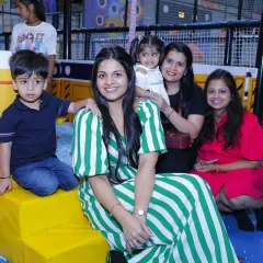 Friends gathered for a fun day out. It's a place where kids play and parents can socialize and connect.