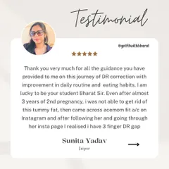 This client came to me for DR correction 3 years after her second pregnancy. She had a 3-finger gap that we worked on healing.