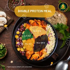 Here's the macro breakdown of my Double Protein Meal. It's not just about high protein; it's about a balanced meal with controlled carbs and healthy fats to support your fitness goals.