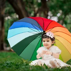 We take our creativity outdoors to the beautiful parks of Bangalore. This outdoor baby portrait uses natural light and a simple, colorful prop to create a dreamy and unforgettable image.