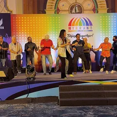 It's not just about speaking; it's about creating an experience. I love getting everyone involved, even the senior leadership, as seen here during a fun dance segment at the Wysetek team event.
