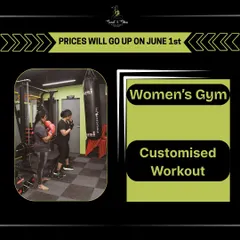 This graphic highlights our customized workouts, including cardio kickboxing. We tailor sessions to help you meet your personal fitness goals.