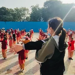 Students at SKV Noor Nagar practicing synchronized blocking movements. These drills are key for building muscle memory and ensuring the techniques become second nature.