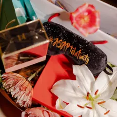 The details that make guests feel welcomed and cherished. This welcome bag includes personalized items like an eye mask with the wedding hashtag, showing the thought we put into the guest experience.